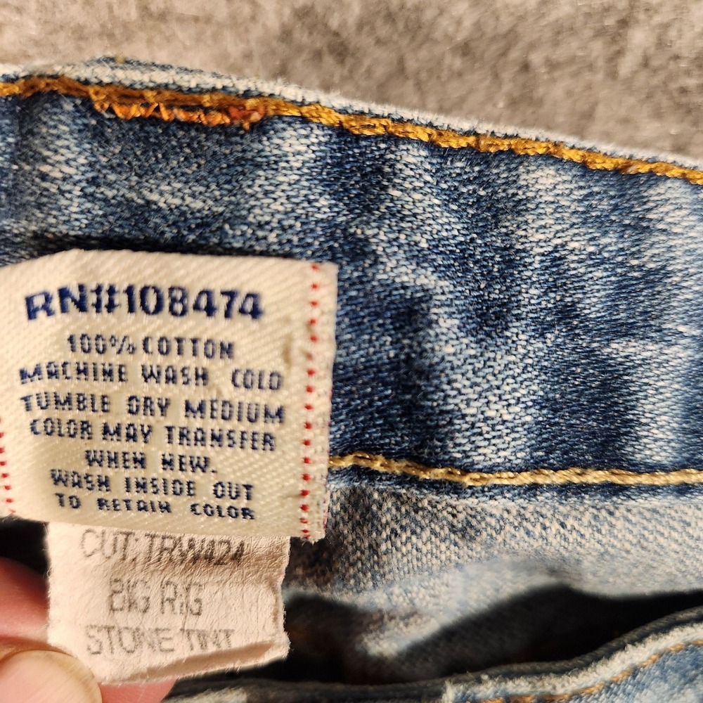 True Religion Jeans Womens 27 Blue Made in‎ USA Big Rig Distressed Y2K Vintage - Picture 4 of 12